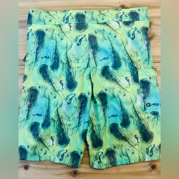 NEW OFFCORSS Boys Swim Trunks Size 10 Green Jellyfish and Seahorses NWT - Picture 10 of 14